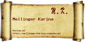 Mellinger Karina névjegykártya